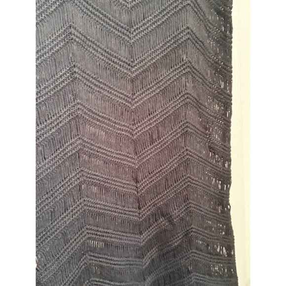 525 Fringe Dress Black XS S Open Knit Crochet Tassel Hem See-Through whimsigoth - Picture 12 of 16